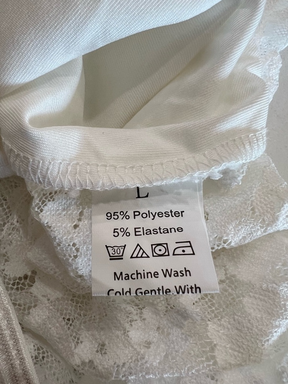White Lace V Neck Bodysuit Cap Sleeve Sheer Floral Snap Closure - Picture 6 of 8